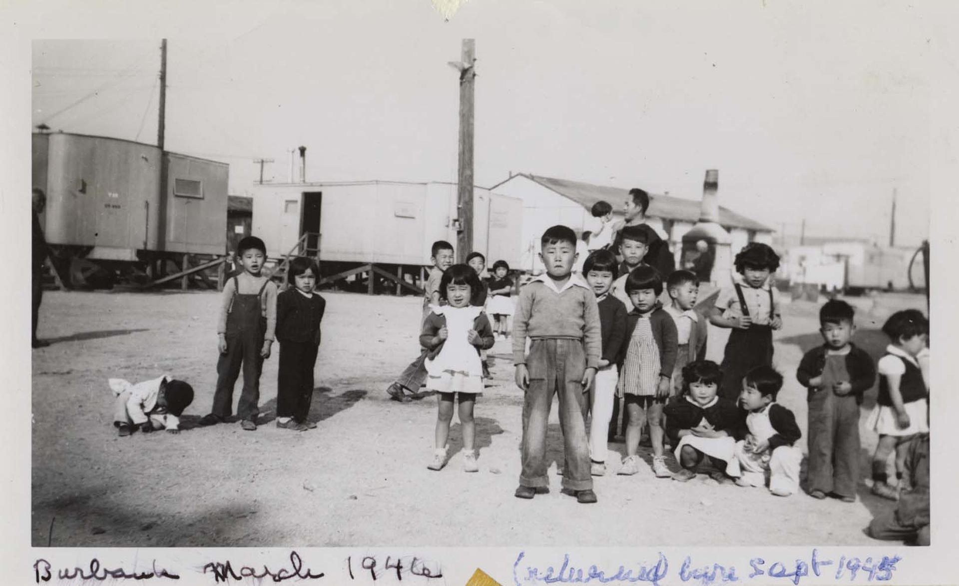 Children residing at a temporary trailer installation in Burbank, California in 1946, following their return from America’s concentration camps.