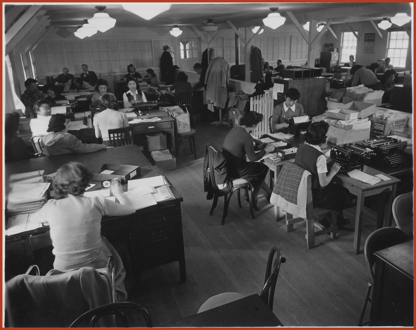 Stenographers and clerks at work.