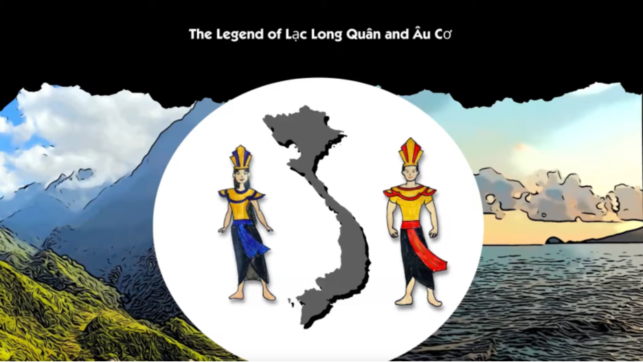 The story of Vietnamese legends Lạc Long Quân and Âu Cơ.