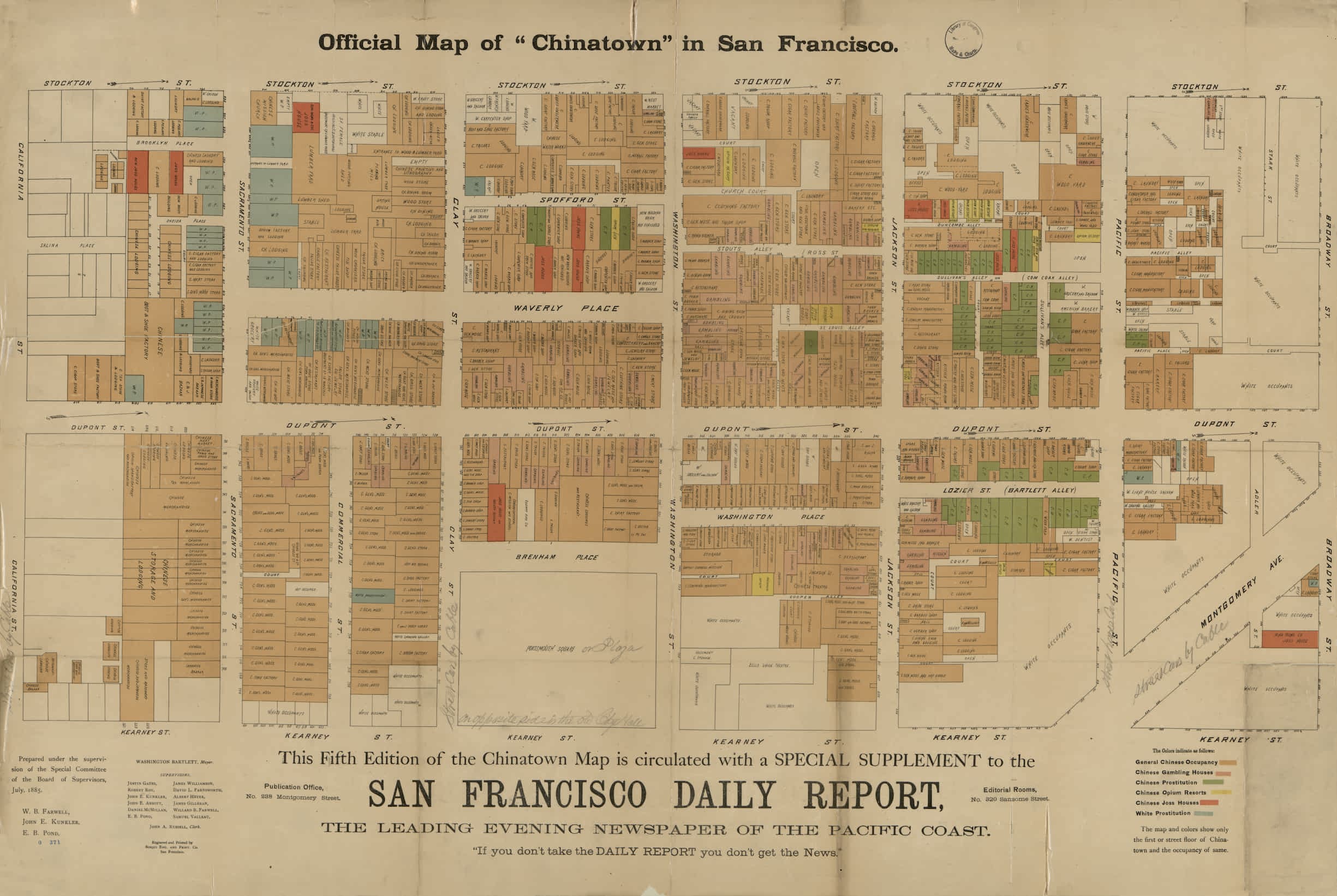 A map of San Francisco Chinatown from 1885.