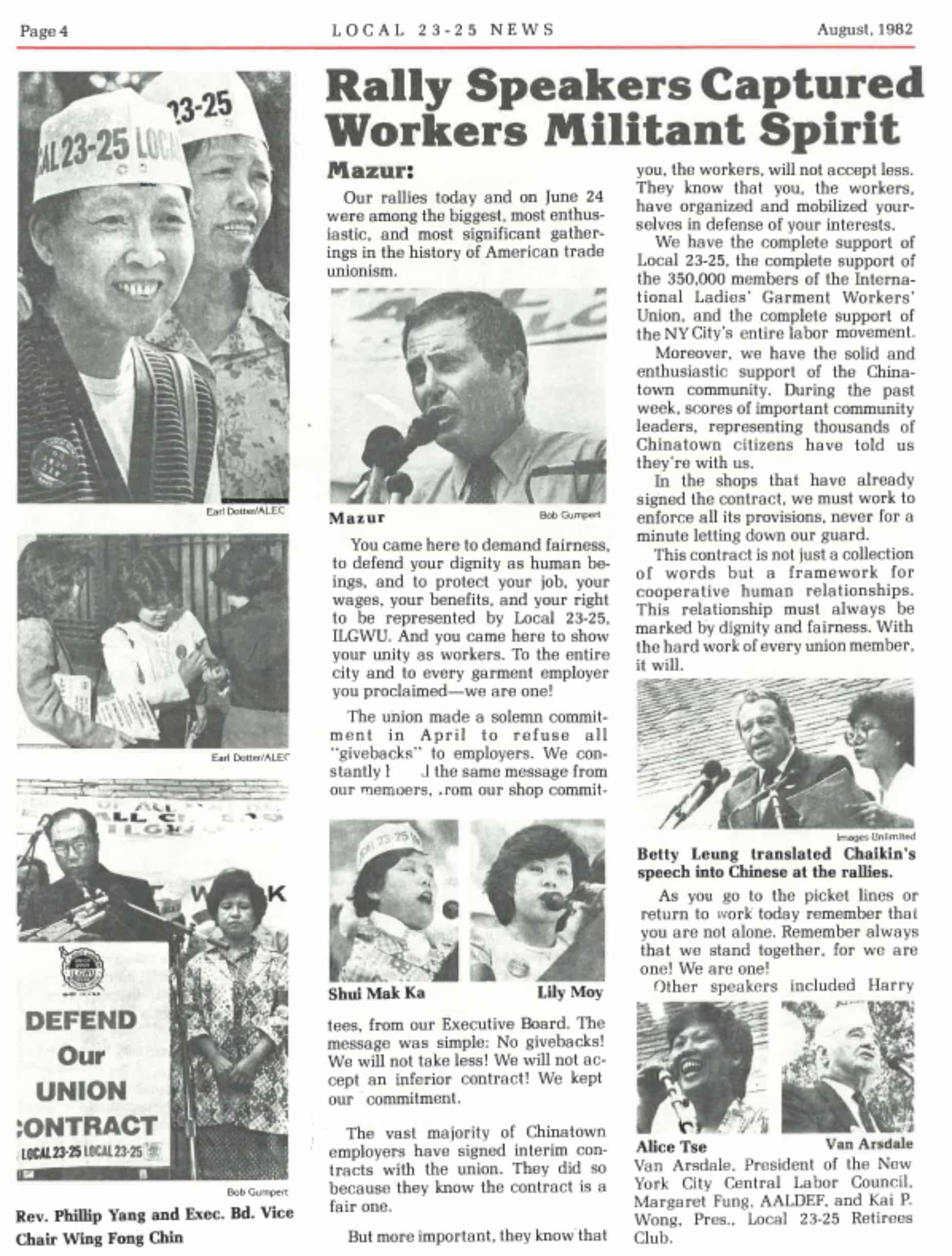 Newsletter chronicles recent rallies and features photos of rally speakers and attendees.