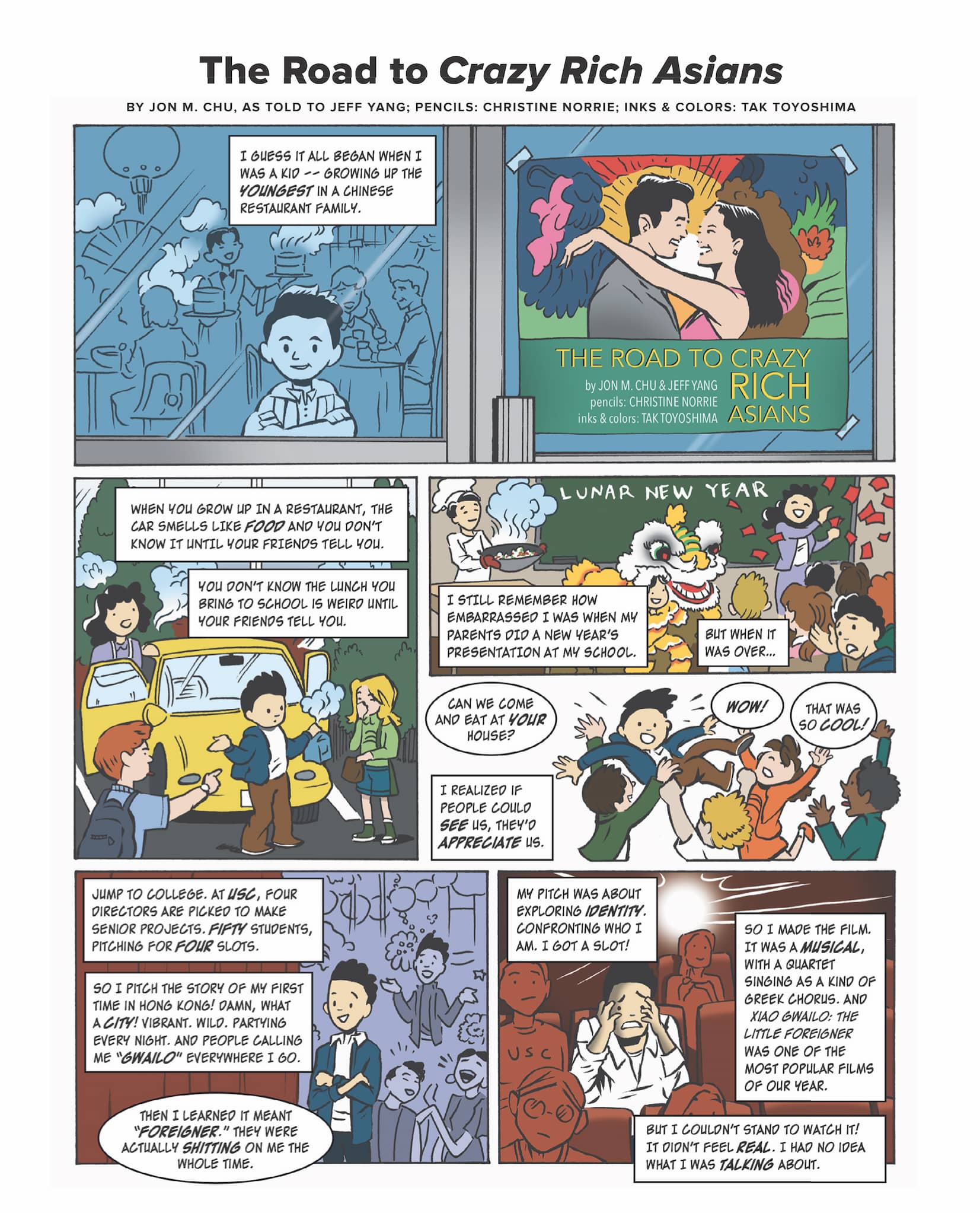 Four page graphic novel sequence illustrates Jon M. Chu's journey to directing Crazy Rich Asians.
