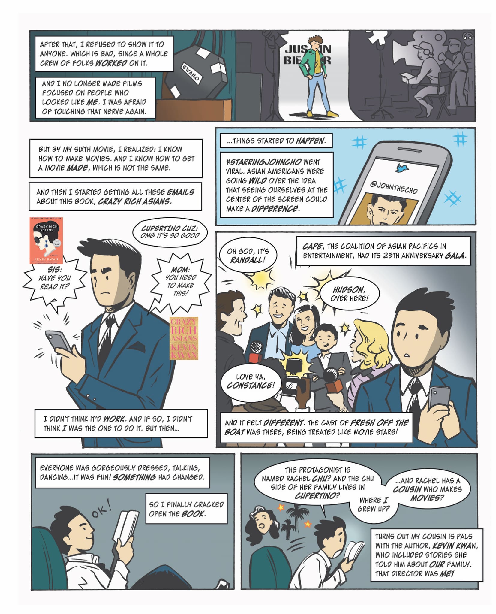Four page graphic novel sequence illustrates Jon M. Chu's journey to directing Crazy Rich Asians.