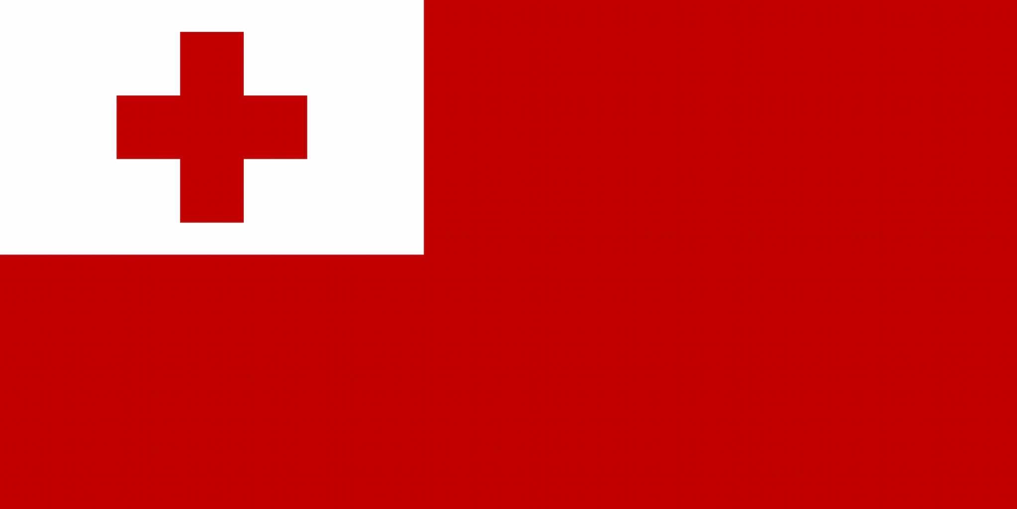 The national flag of Tonga is a blood red background with a small, white square in the top left corner. Within the white square is a red cross.