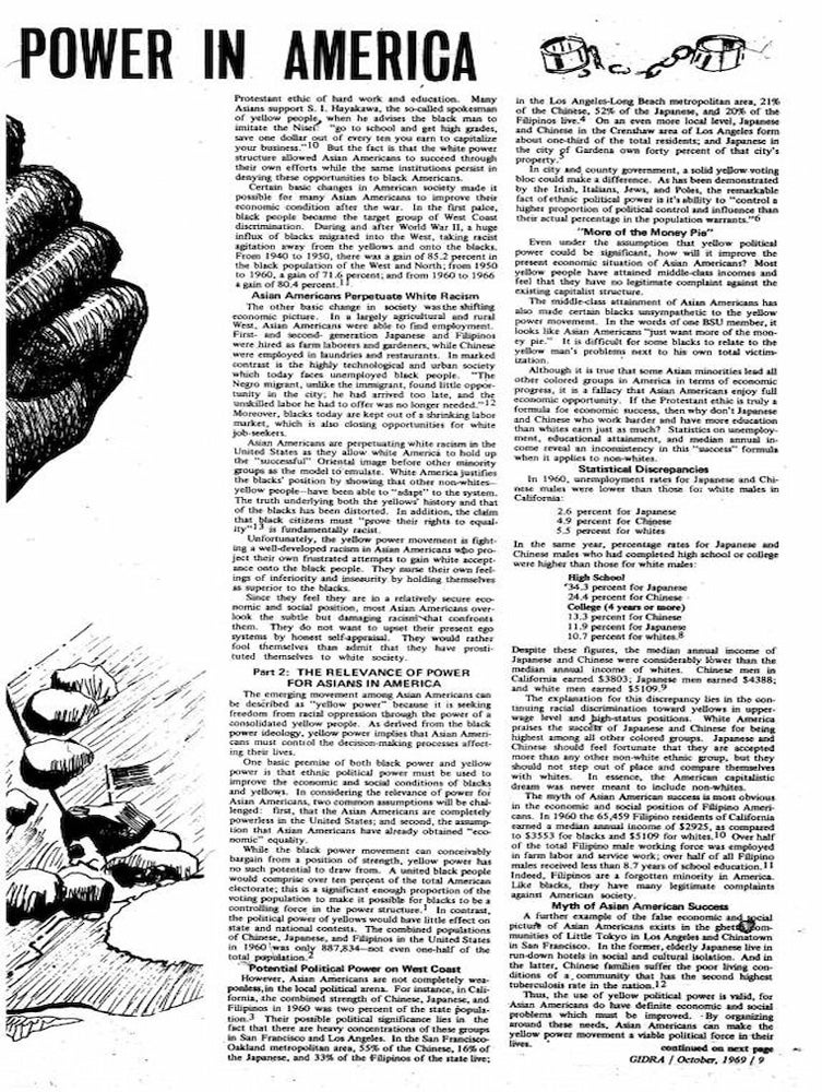 Article showing drawings of broken shackles and an American flag stuck in rocky ground.