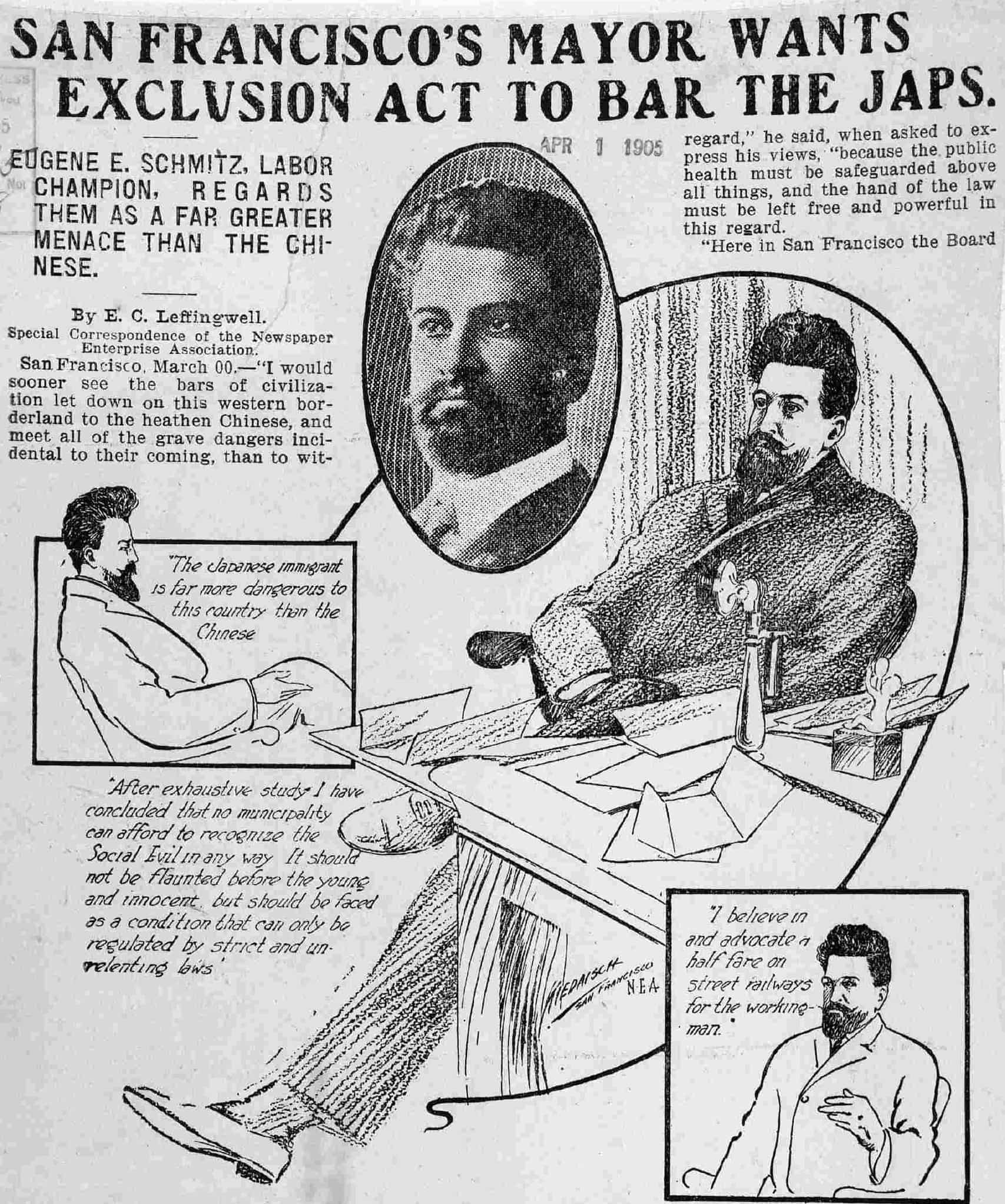 Sketches show several profiles of a man with a full beard and mustache reclining near a desk with one leg crossed over an outstretched leg.